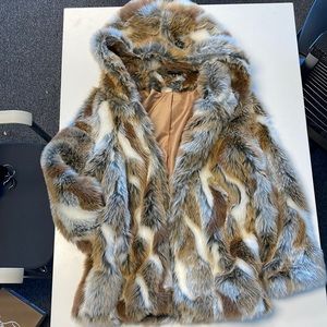 Jluxlabel faux fur coat multi-color nude